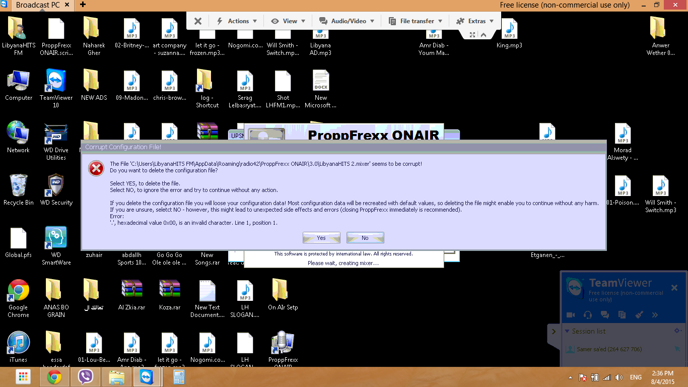 screen shot for the error