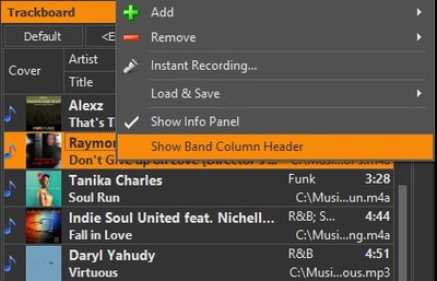 Trackboard with stacked columns and new option